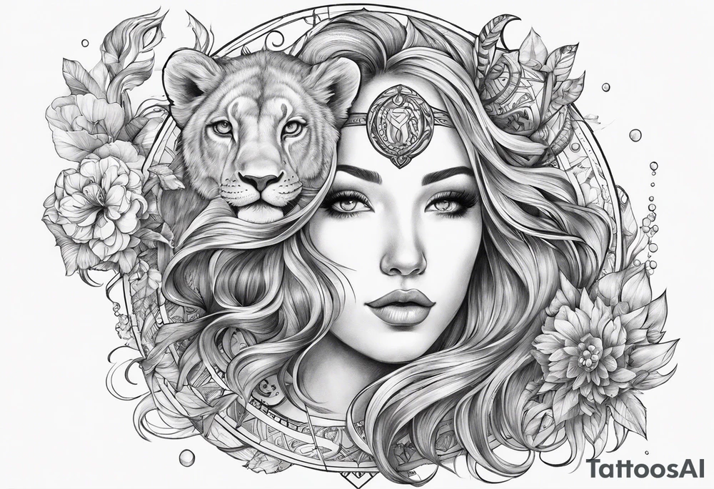 Pisces zodiac sign
Aquarius zodiac sign
Leo zodiac sign
Combination tattoo idea
