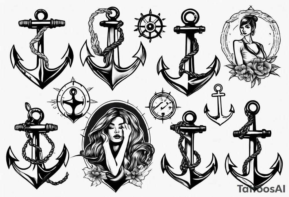 Woman holding onto an anchor tattoo idea