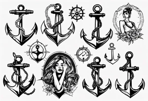 Woman holding onto an anchor tattoo idea
