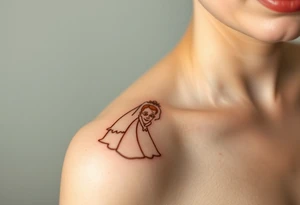 A softly shaded vintage-style illustration of a bride and groom, with sepia tones for an old-world charm tattoo idea
