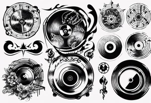 sound music vinyl disc jokey tattoo idea