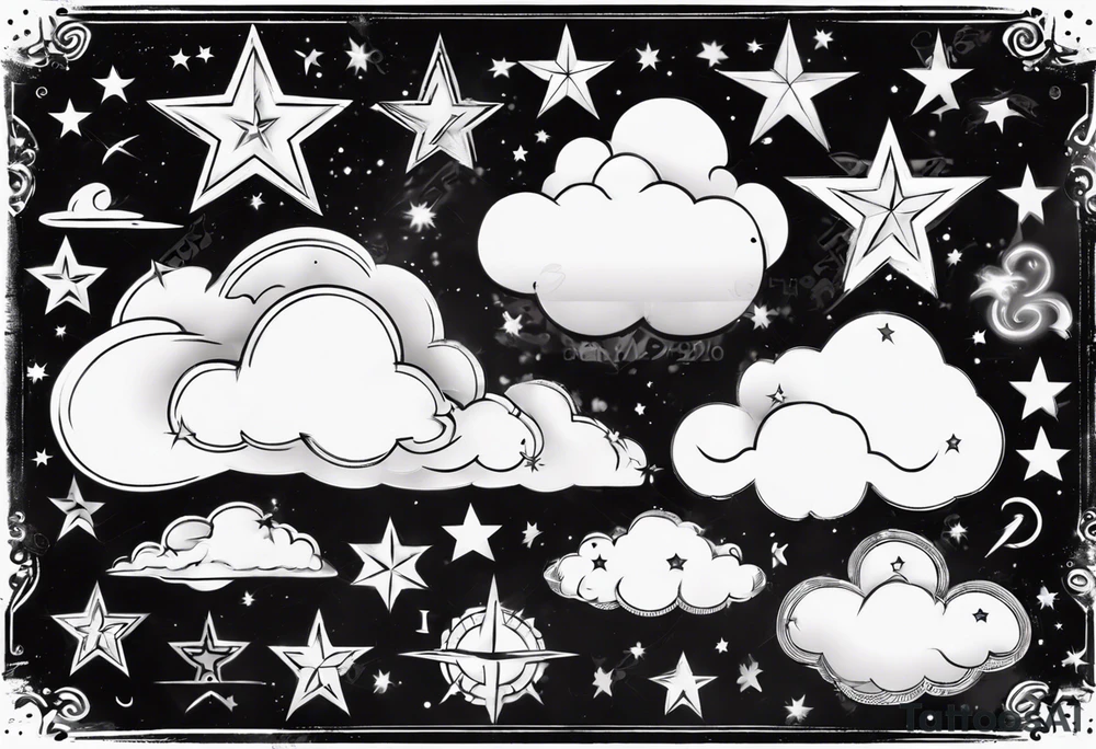 cloud with the date and stars tattoo idea