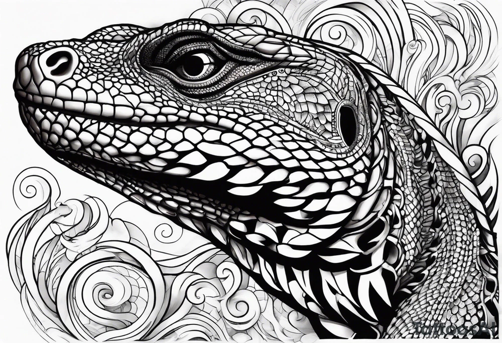 Aboriginal style goanna on forearm tattoo idea