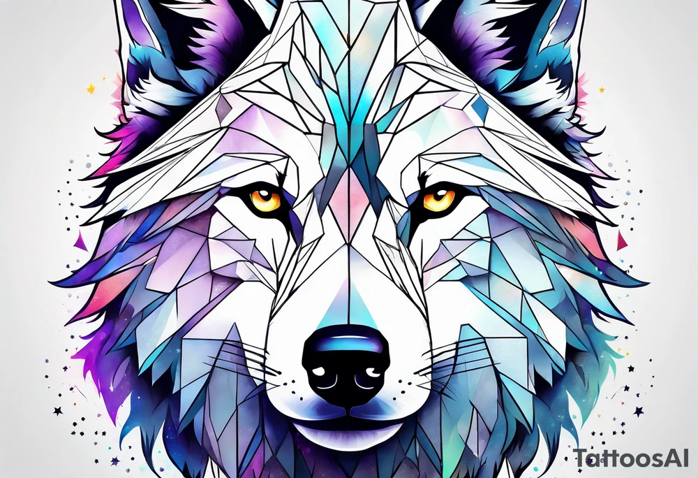 Constellation, animal wolf snow , géométric tattoo idea