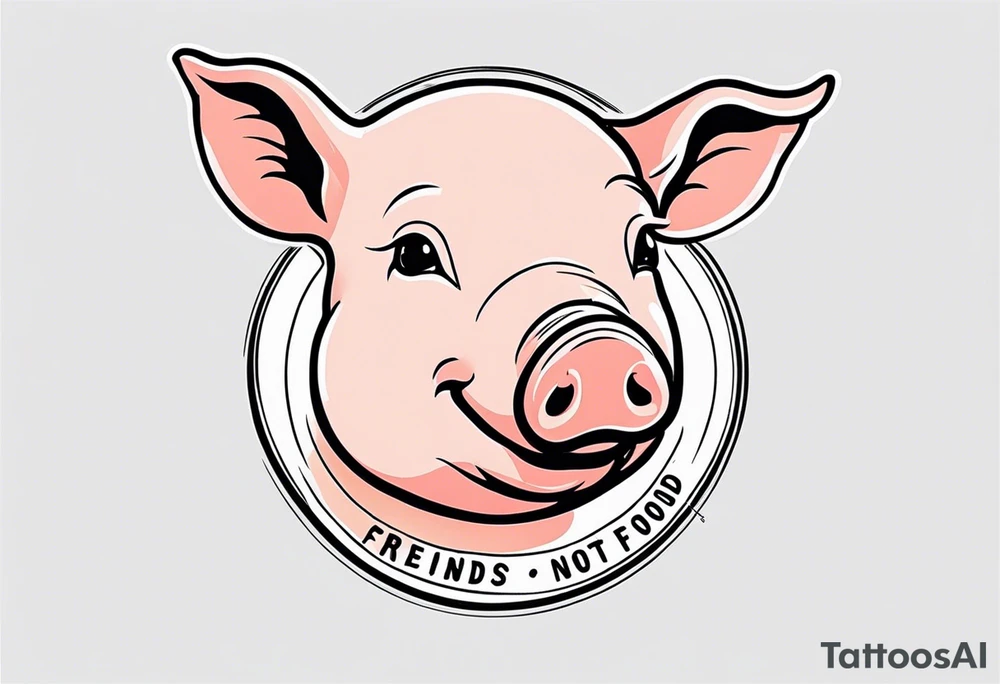 cute pig or piglet.
with text: "friends not food" tattoo idea