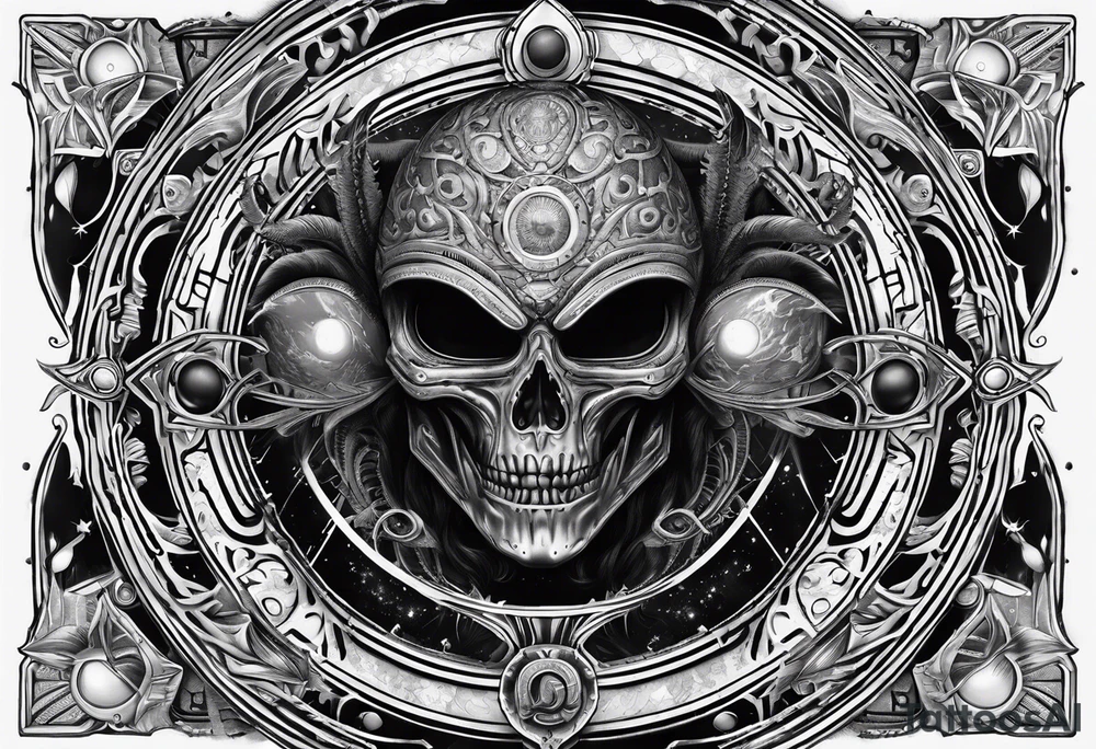 Alien, moon phases, 666 tattoo idea