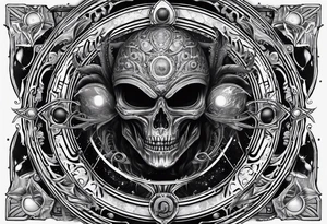 Alien, moon phases, 666 tattoo idea