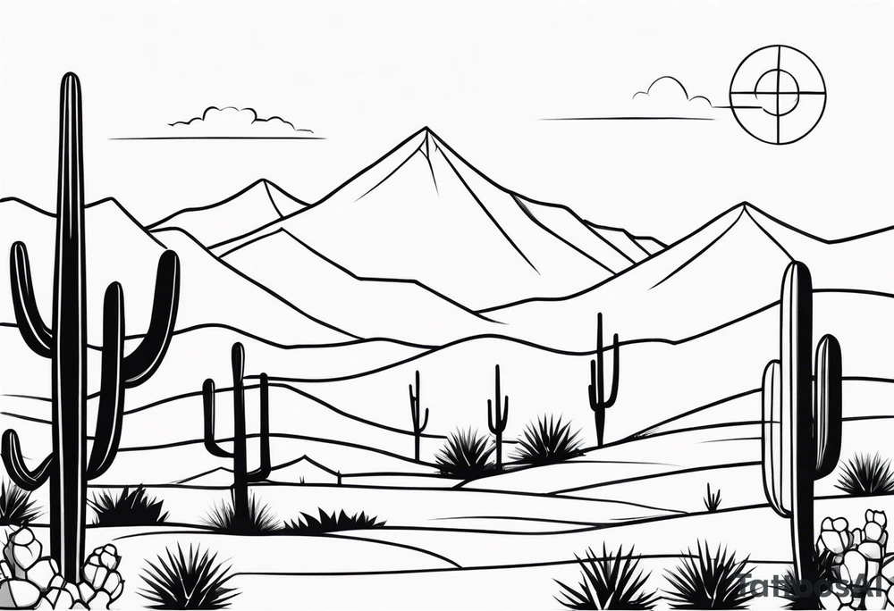 cactus landscape with cross tattoo idea