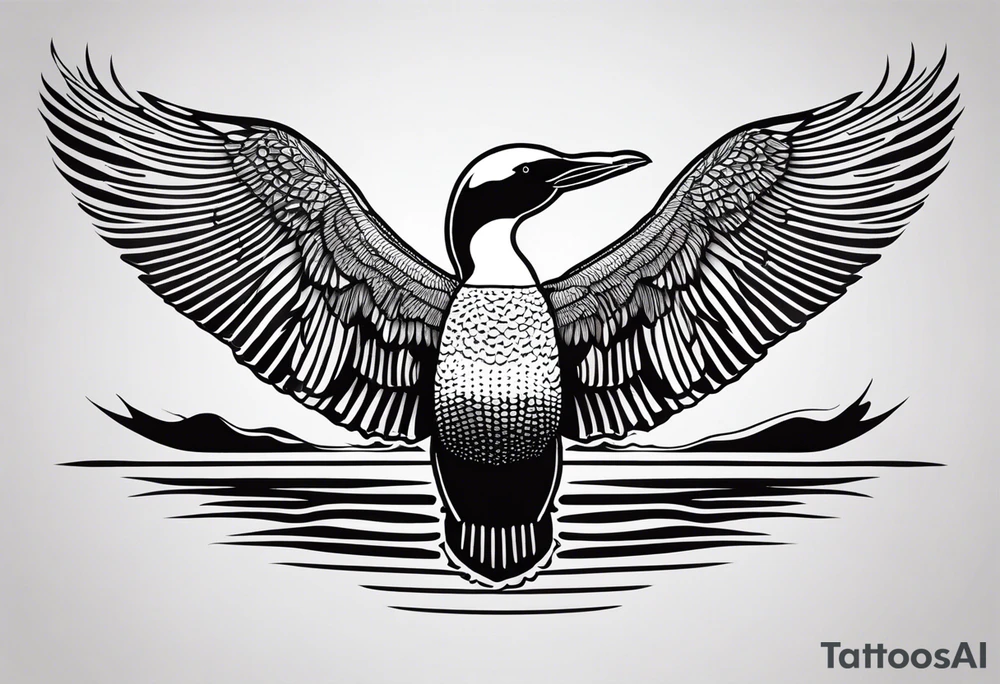 A loon with its wings spread looking badass and tough tattoo idea
