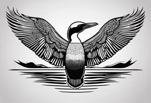 A loon with its wings spread looking badass and tough tattoo idea