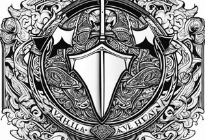Valhalla sword shield axe heaven tattoo idea