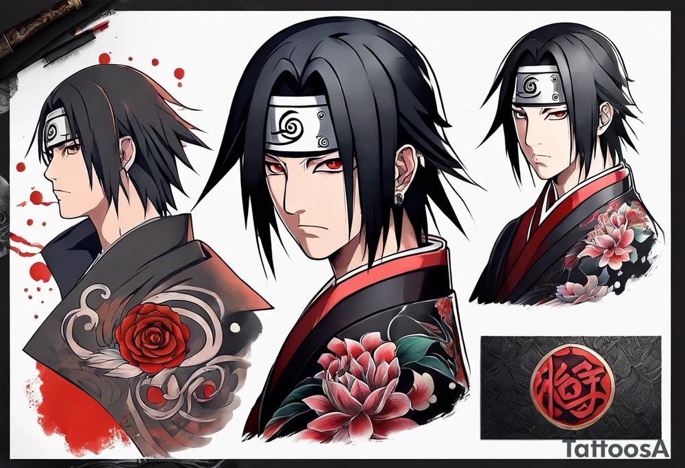 Tatto with Itachi and his mangekyou tattoo idea