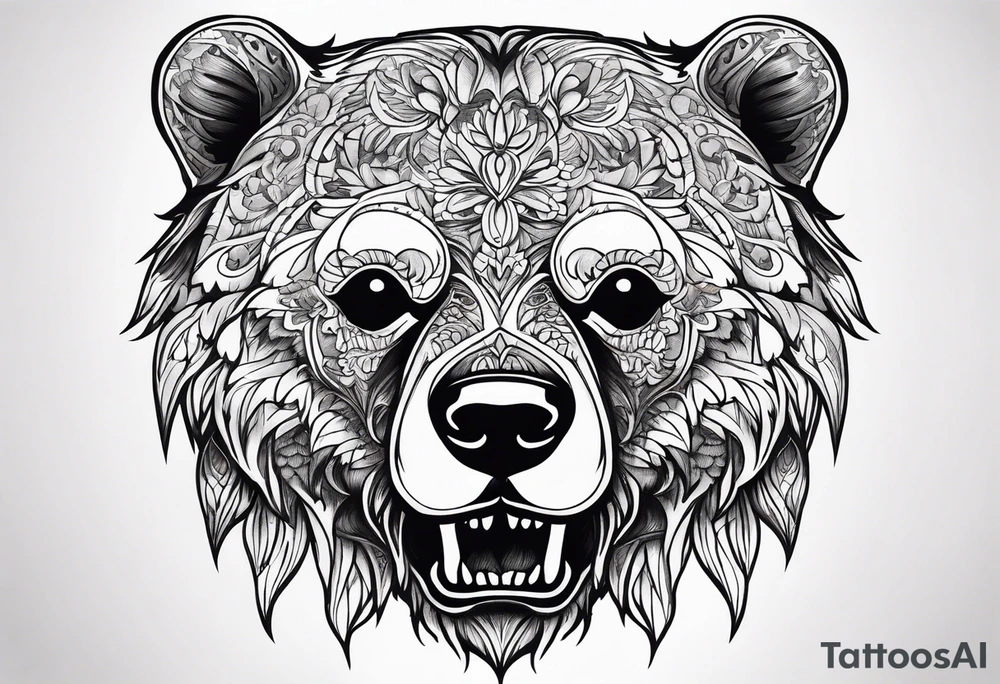skeleton bears head gothic tattoo idea