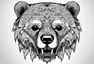 skeleton bears head gothic tattoo idea