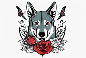 Rose with Dagger, Wolf, Butterfly, "Nice Try", vinyl record, 444 Angel, Hour Glass, Bull Terrier Portrait tattoo idea