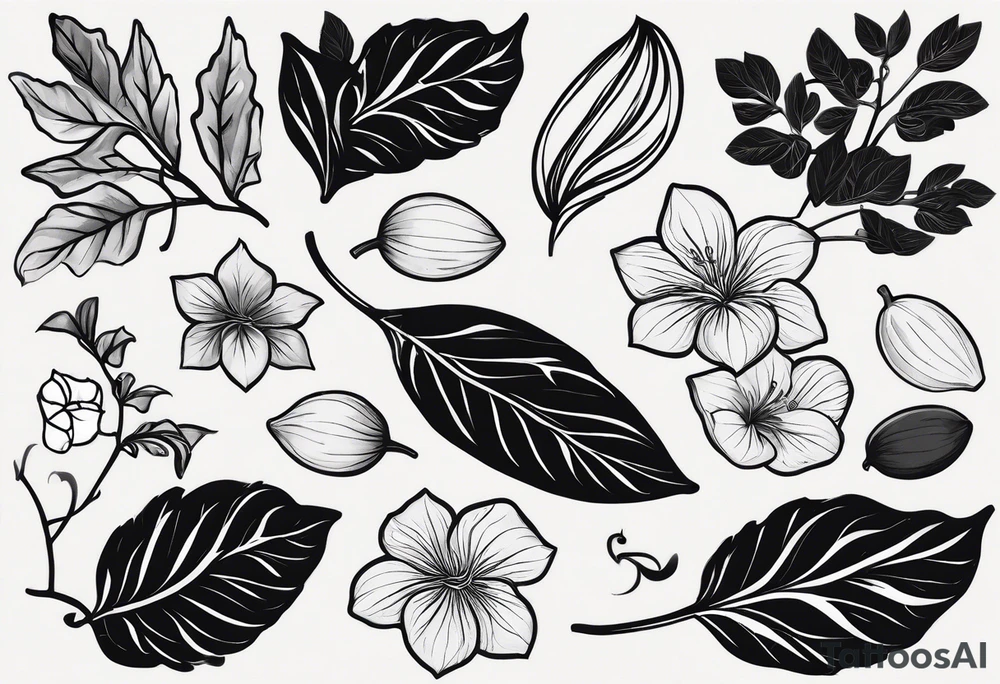 Elements: the north needle in the center, outside the north needle are a few eggplant leaves, and the outermost edge is a long wavy line
Location: Behind the upper arm of the left hand, about 6*20 cm from the elbow to the shoulder tattoo idea
