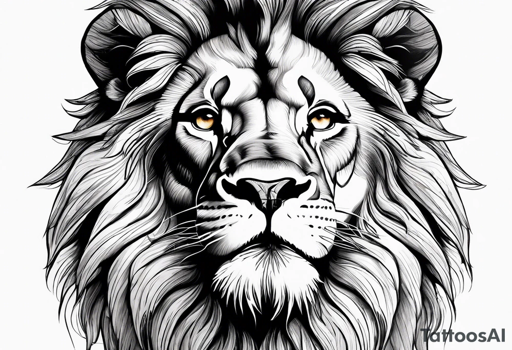powerful majestic lion, close-up tattoo idea