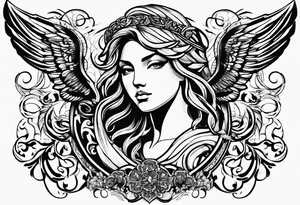A tattoo with the letters “Lev livet mens du kan” with an angel tattoo idea