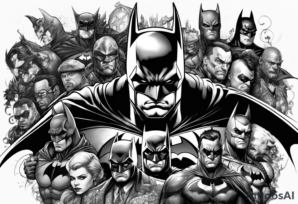 batman with all the vilains tattoo idea