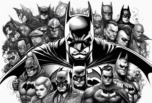 batman with all the vilains tattoo idea