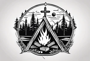 christian 
cross, campfire, golf , whiskey glass, cabin tattoo idea