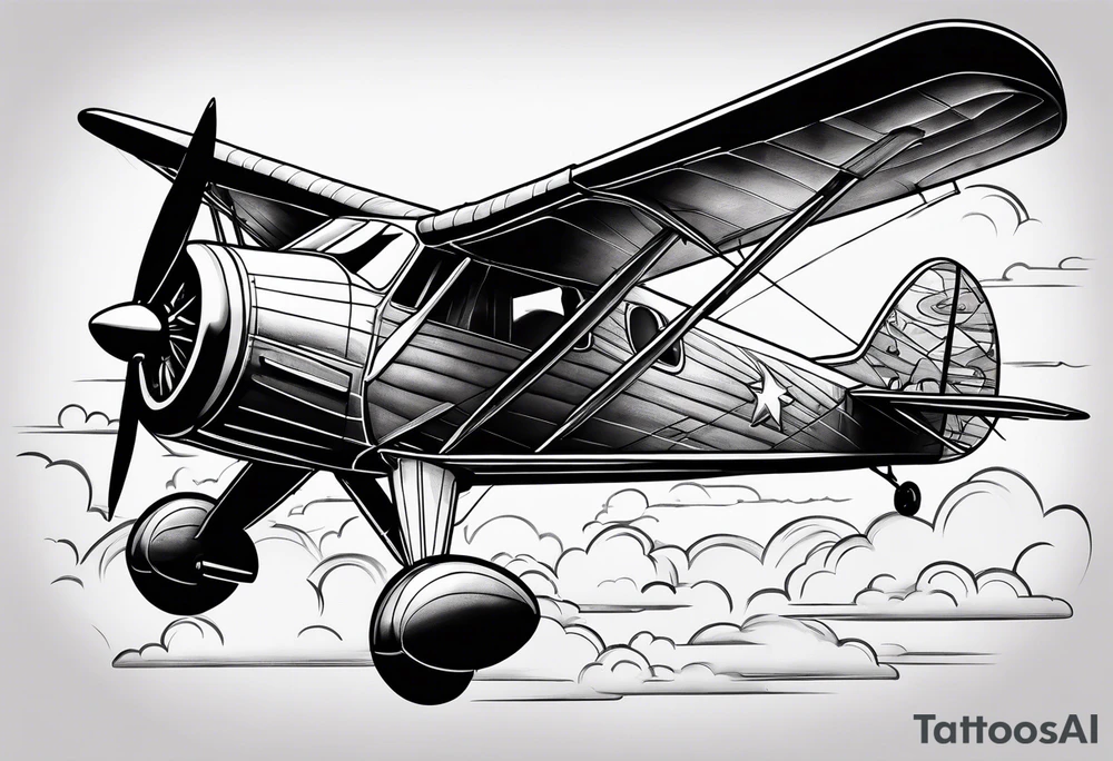 sketch of adventure plane in perspective from the bottom tattoo idea