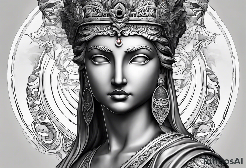 marble statue in the process of being chiseled into a head but the eyes are the only thing done and they're warped tattoo idea