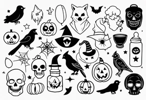 Halloween themed flash sheets tattoo idea