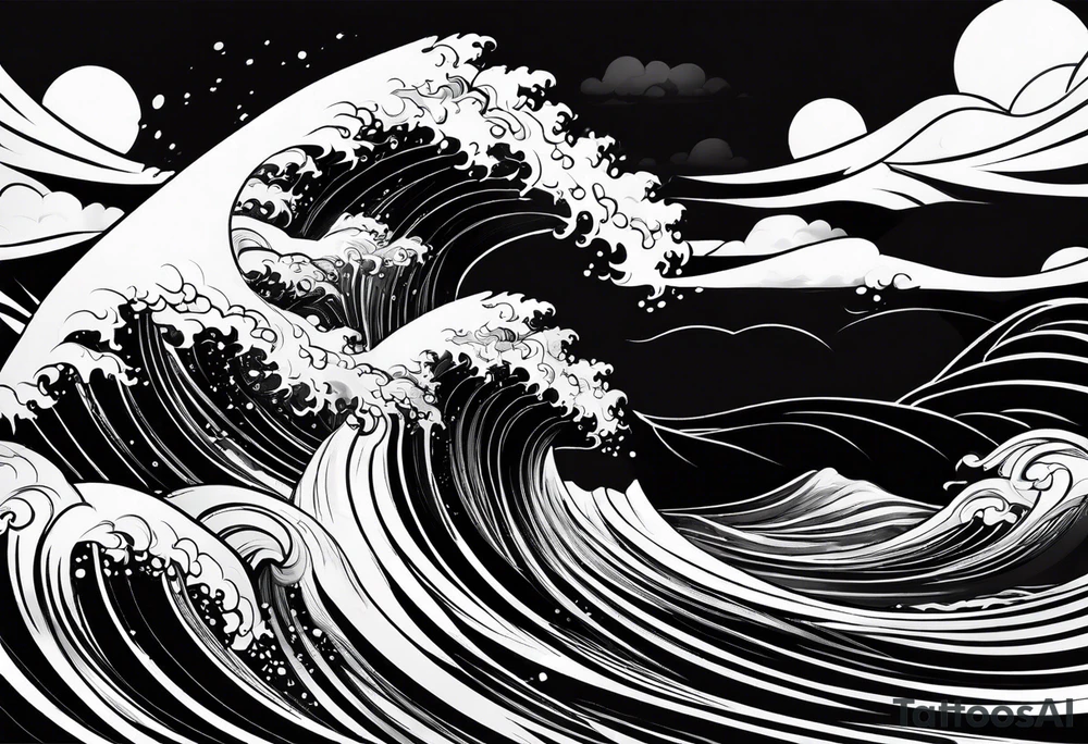 picture 8 by 8 centimeters of sea waves during a storm tattoo idea