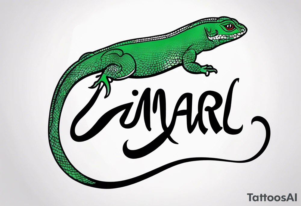 Jamal script with lizard tattoo idea