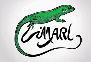Jamal script with lizard tattoo idea