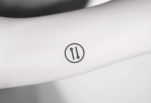 Line tattoo with play symbol, pause symbol, stop symbol, rewind symbol, mental health awareness tattoo idea