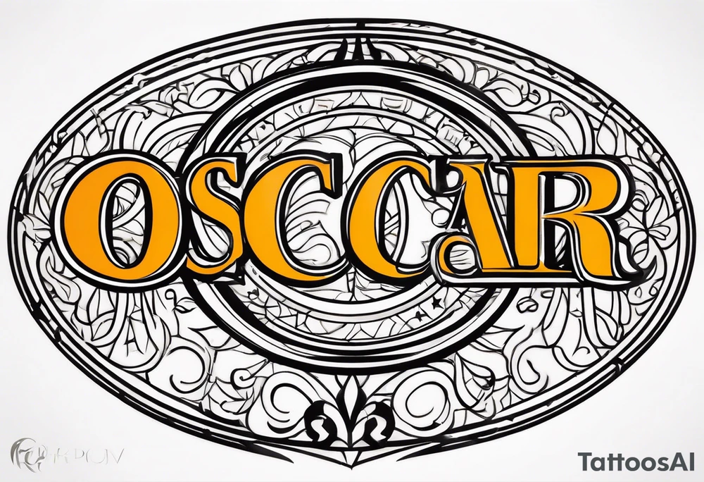 name in a circle: Oscar tattoo idea