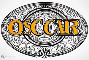 name in a circle: Oscar tattoo idea