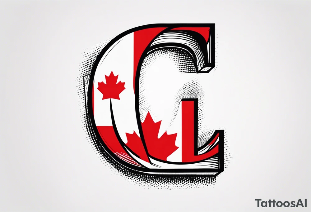 The letter C with the Canadian flag within the letter tattoo idea