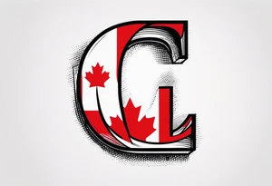 The letter C with the Canadian flag within the letter tattoo idea