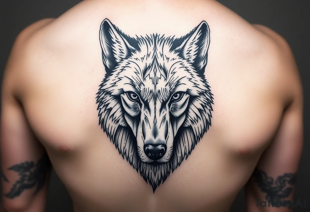 A solitary yet sublime and noble wolf and its progeny. the face tattoo idea
