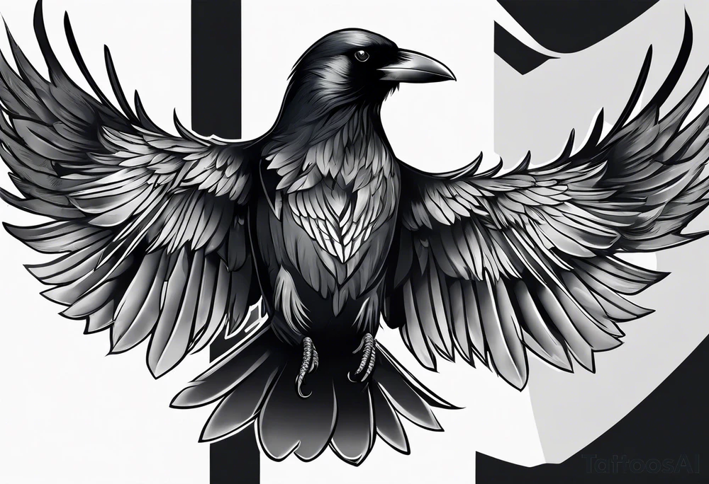crow with open wings tattoo idea