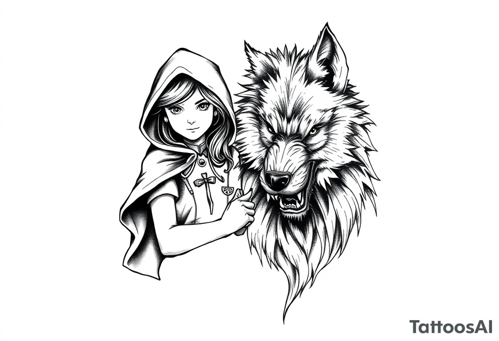 Little red riding hood and big bad wolf tattoo idea