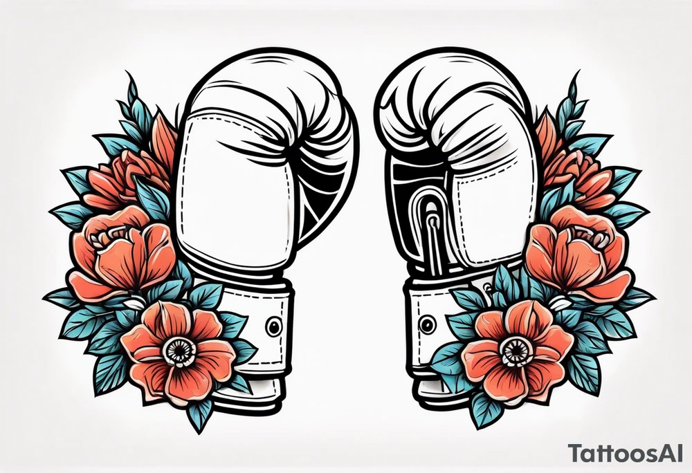 boxing gloves and flowers tattoo idea