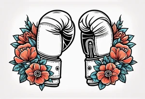 boxing gloves and flowers tattoo idea