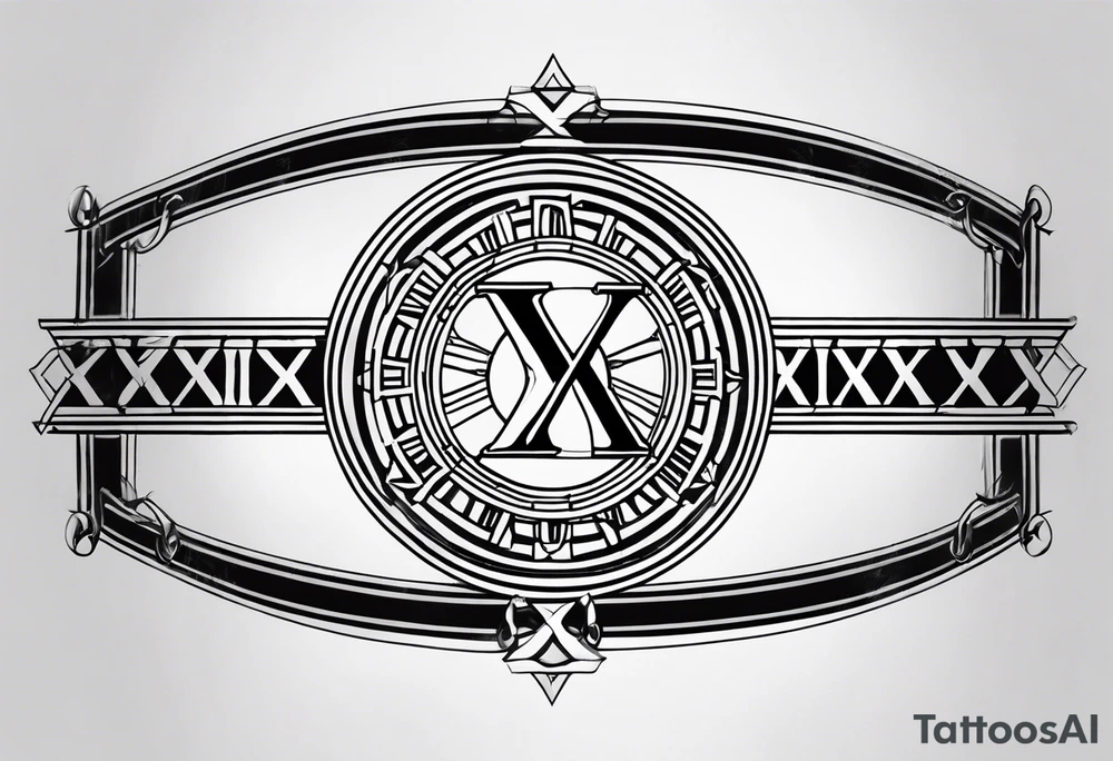 Leg band solid Roman numerals IX XI tattoo idea