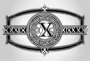 Leg band solid Roman numerals IX XI tattoo idea