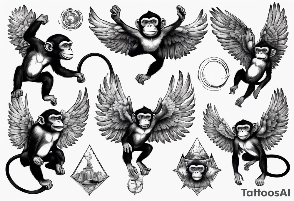 A monkey flying tattoo idea