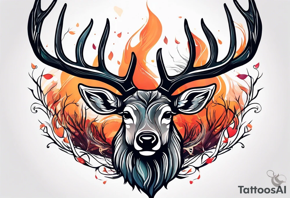 deer antlers flying tattoo idea