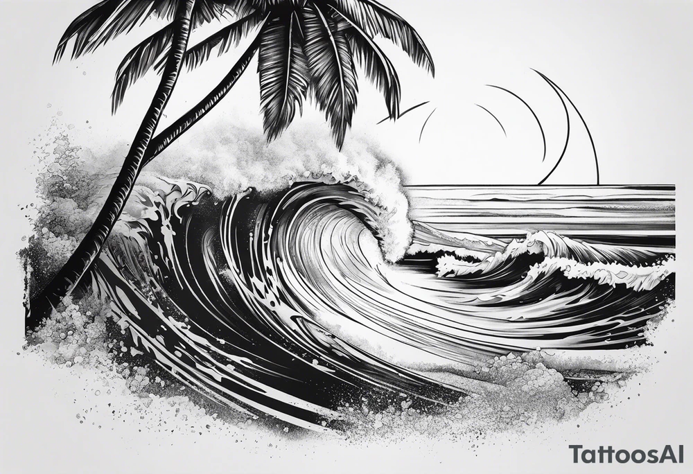 Palm tree, surfing tattoo idea