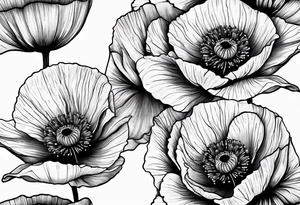 Poppy flower tattoo with the date 12/21/2006 tattoo idea