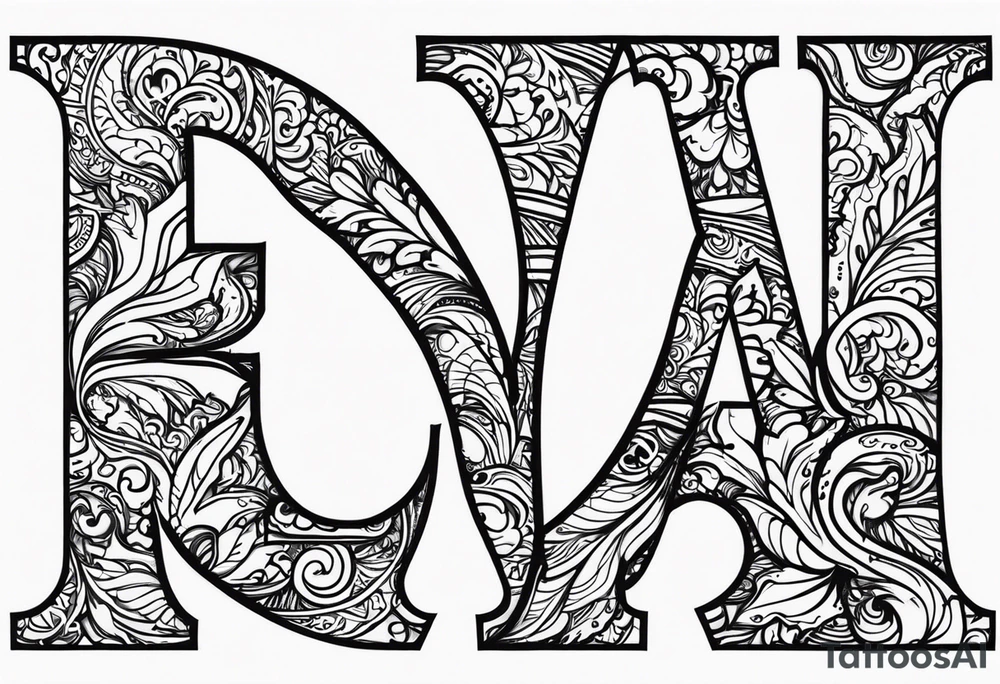 Letters “E, R and J” tattoo idea