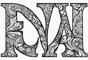Letters “E, R and J” tattoo idea