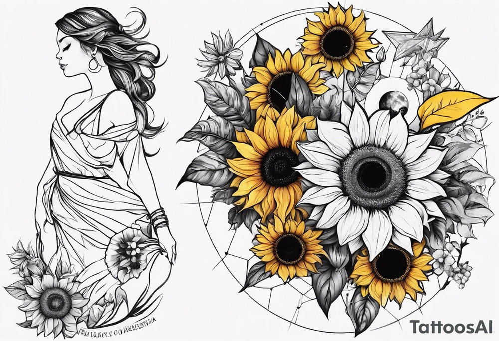 I’m a Capricorn I love sunflowers, stars and set sunsets I also think a Cassiopeia consultation  is tired to me name starts with a W I have 3 kids 1 boy and 2 girls for my  fore arm tattoo idea